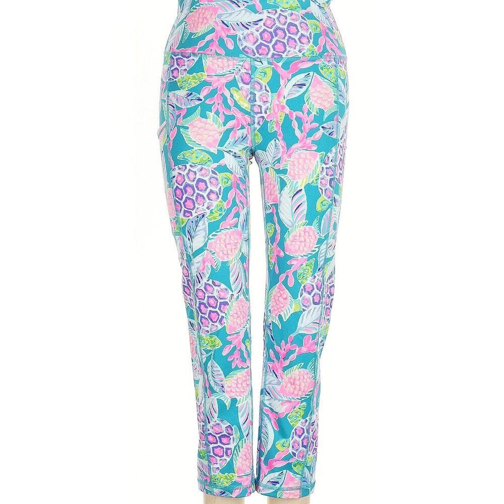 NWOT Lilly Pulitzer Luxletic 21" Weekender Legging • Turtle Wave • Sz S •Pocket